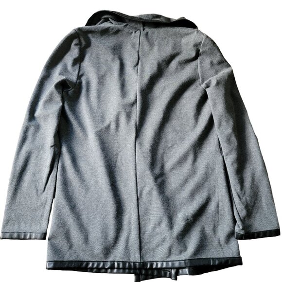 DG2 Diane Gilman Womens S Asymmetrical Cardigan Faux Leather Trim Grey Stretch - Picture 5 of 13